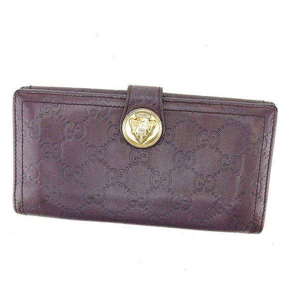Gucci ssima long leather crest Wallet brown - Picture 1 of 6